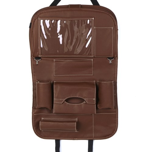 Coussin de siège arrière auto en cuir PU avec organisateur en cuir PU