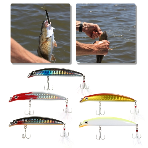 10.5cm 13g Minnow Lures Artificial Hard Fishing Diver Lure Bait with Noctiluscent Eyes Treble Hooks