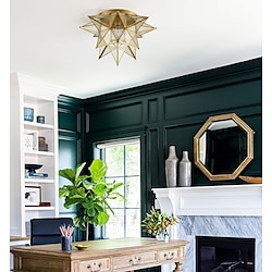 LED Ceilling Light Brass Moravian Star Lamp Flush Mount Colloid Lamp Seed Glass Shade Boho Moroccan Ceiling Lamp Kitchen Entrance Lightinthebox