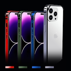 Slim Metal Bumper Case Compatible with iPhone 14 13 12 Pro Max Metal Bumper Cover with Soft TPU miniinthebox