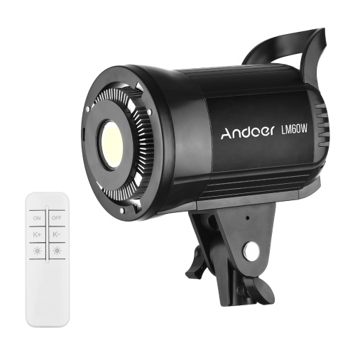 Andoer LM60W Portable LED Photographie Fill Light 60W Studio Video Light 5500K Dimmable Bowens Mount Lumière Continue avec Télécommande pour Produit Portrait Mariage Photographie Live Streaming Enregistrement Vidéo