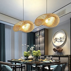 LED Pendnat Light Bamboo Lantern Design Chandelier Retro 40cm Chandelier Ceiling Lighting is Applicable to Living Room Bedroom Restaurant Cafe Bar Restaurant Club Lightinthebox