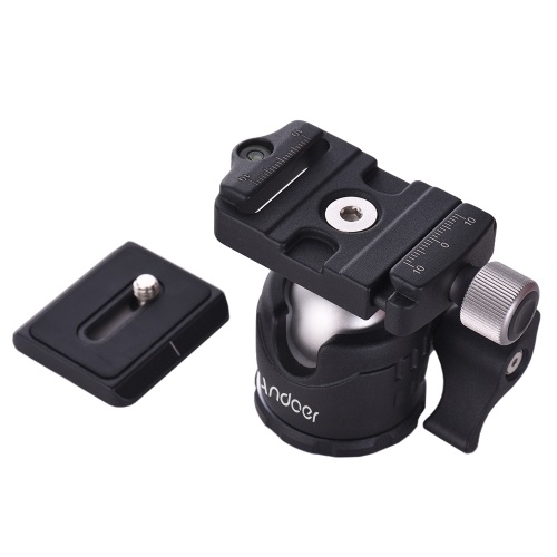 Andoer Mini Tabletop Ball Head 360 Degree Video Trípode Ballhead Mount con Quick Release Plate y nivel de burbuja para Canon Nikon Sony DSLR Camera para iPhone X 8 7 6S plus para Samsung Galaxy para GoPro Hero 6/5/4/3 +