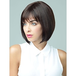 Human Hair Capless Wig Short Bob Short Hairstyles 2020 Rihanna Straight Wavy Dark Black Wig 12 inch Natural Hairline African American Wig 100% Hand Tied For Women's Human Hair Capless Wigs Lightinthebox