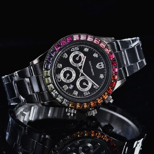SOUTHBERG usine en gros gypsophile couleur diamant bracelet en acier montre véritable diamant coloré dames montre mode or