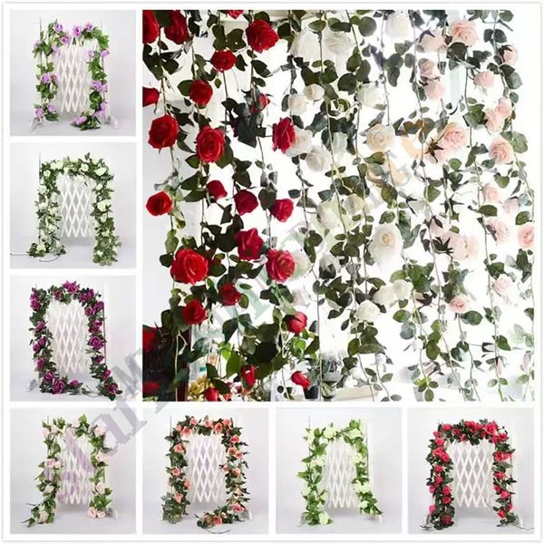 1.8m Artificial Flower Vine Fake Silk Rose Ivy Flower for Wedding Decoration Artificial Vines Hanging Garland Home Decor