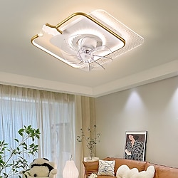 Ceiling Fans with Lights Flush Mount Low Profile Indoor Ceiling Fan,21 Dimmable Bladeless Ceiling Fans with Remote Control,Smart 3 Colors 6 Speeds Reversible Lightinthebox