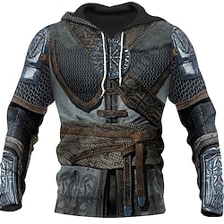 Vikings Warriors Viking Tattoo Hoodie Cartoon Manga Anime Front Pocket Graphic Hoodie For Men's Women's Unisex Adults' 3D Print 100% Polyester Casual Daily Lightinthebox