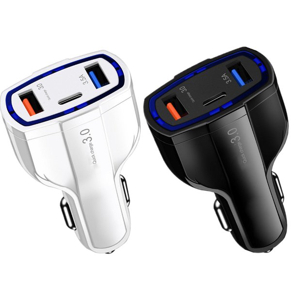 LED Type c PD USB-C Car USB Charger Quick 3.0 Universal 7A Fast Charging mobile phone Charge for iphone 11 12 13 pro max samsung Android phone gps pc