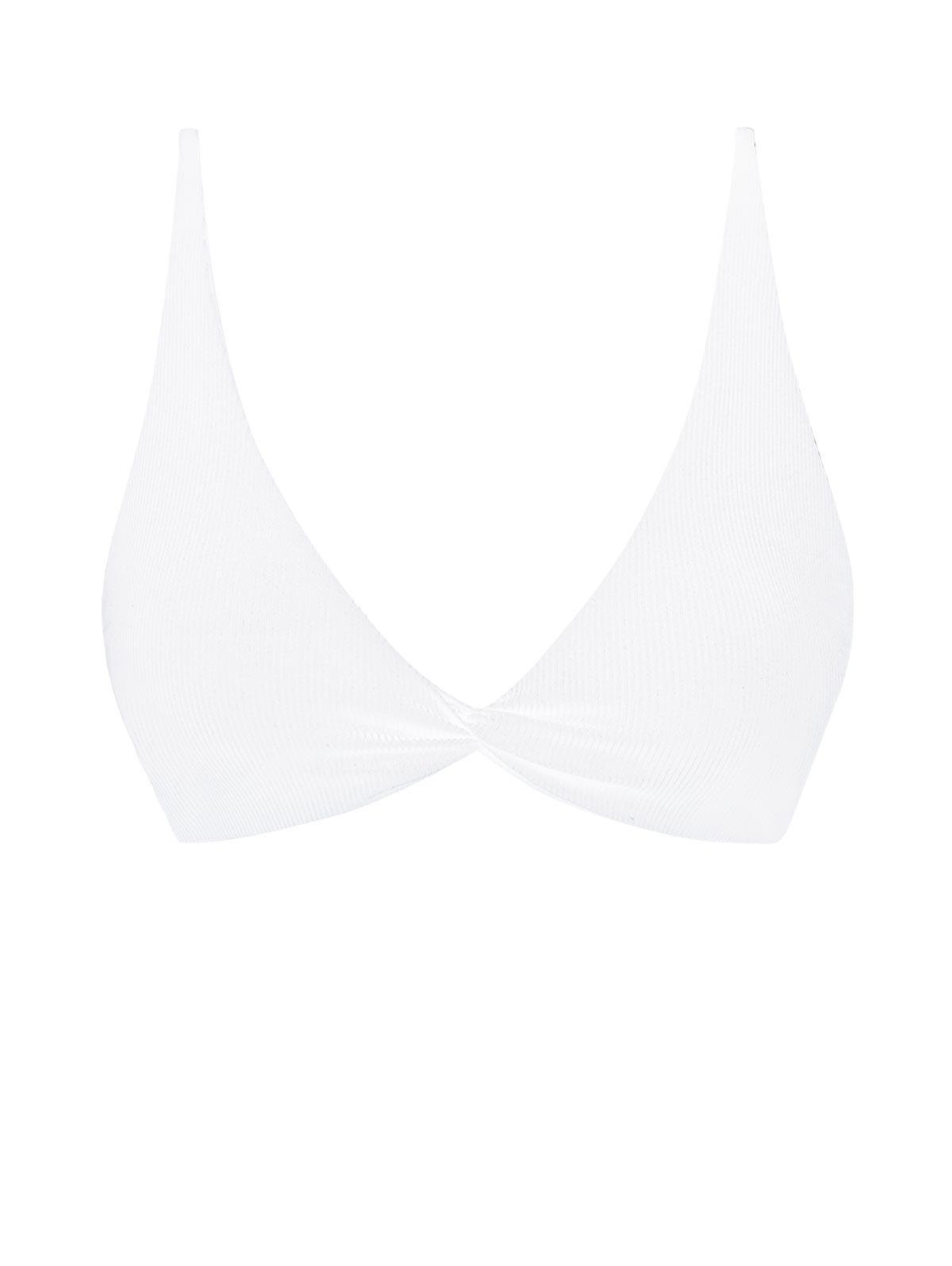 ZAFUL Ribbed Twist Tie Back Bikini Top M White
