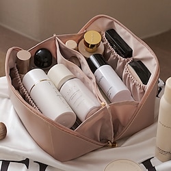 Large Capacity Travel Cosmetic Bag,Waterproof Travel Makeup Toiletry Bag,Multifunctional Storage Makeup Bag With Handle And Dividers, PU Leather Makeup Bag For Women Lightinthebox