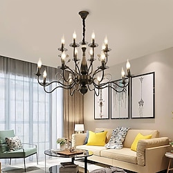 LED Pendant Light 6/12/16 Lights Farmhouse Pendant Light Rustic Industrial Iron Candle Ceiling Light for Dining Room Lighting Fixture Hanging Candle Hanging Pendant Light E14 Base Lightinthebox