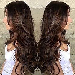 Synthetic Wig Body Wave Asymmetrical Machine Made Wig Long Brown Synthetic Hair 25 inch Women's curling Brown / Daily Wear ChristmasPartyWigs Lightinthebox