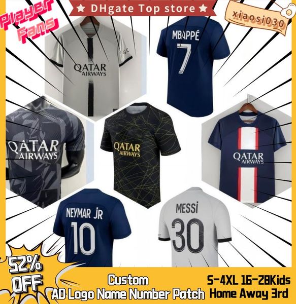 22 23 PSG soccer jerseys MBAPPE football shirt HAKIMI SERGIO RAMOS dhgate 2022 2023 JR MARQUINHOS WIJNALDUM top 4XL maillot T-shirt fans player man kids kit sets Jersey