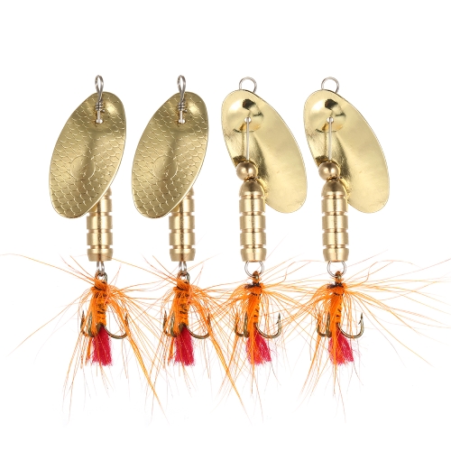 4PCS Metal Sequins Fishing Hard Spinner Lure Spinnerbait Metal Fishing Lure Bass Fishing Lures Fly Fishing Hook