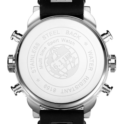 6.11 Hombres Deportes al aire libre Relojes de banda de gel de sílice Relojes digitales a prueba de agua multifuncionales