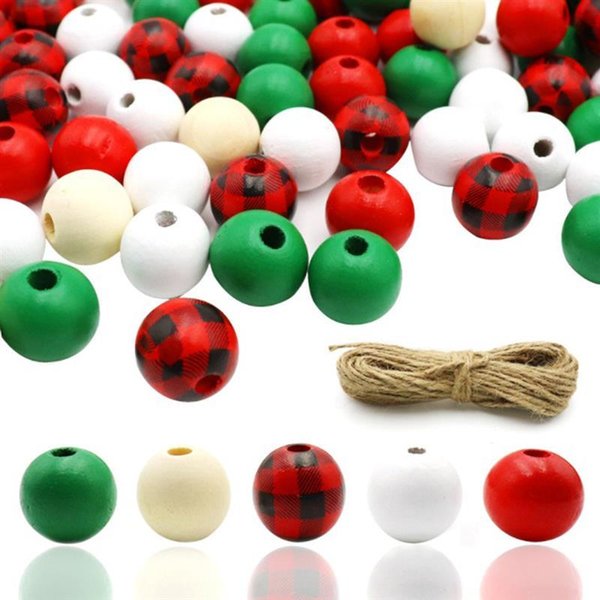 Other Event & Party Supplies 200Pcs Christmas Beads DIY Snowflake Printed Wooden Ronud Custom Fashion Crafts Kid Toy Jewelry Bracelet Access
