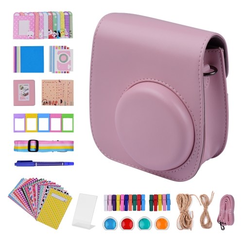 Kit d'accessoires pour appareil photo instantané 12 en 1 compatible avec Fujifilm Instax Mini 11 comprenant sac photo/courroie d'appareil photo/album photo/clips photo/cadre photo/corde de suspension/autocollants/stylo/filtres