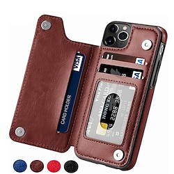 Phone Case For Apple Wallet Card iPhone 14 Pro Max 13 12 11 Pro Max Mini X XR XS 8 7 Plus with Stand Leather Magnetic Flip Solid Colored PU Leather miniinthebox