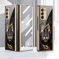 Marble Patterned Glass Phone Case For Samsung Galaxy Z Fold 2 Luxury Plating Frame Flip Full Body Protective Cover For Samsung Galaxy Z Fold 2 miniinthebox