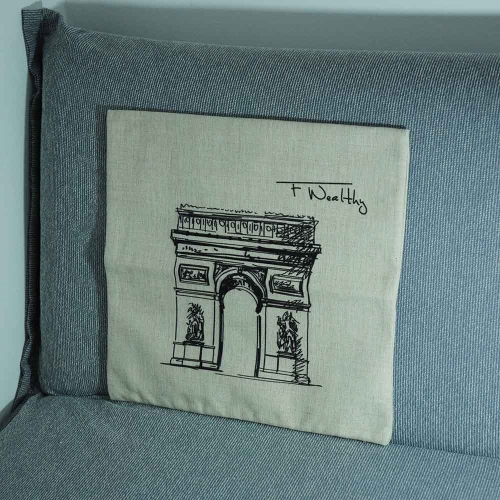 Estatua de la libertad mundial monumentos algodón y lino funda amortiguador trasero funda de almohada para cama sofá coche hogar decoración decoración 45 * 45cm
