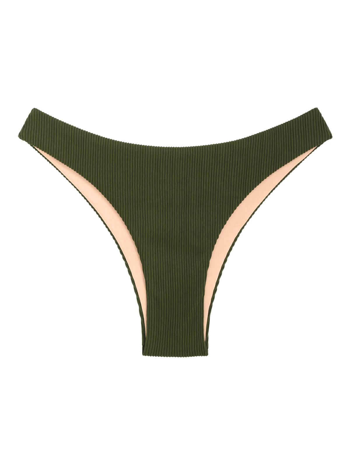 ZAFUL Ribbed Low Waisted Bikini Bottom S Deep green