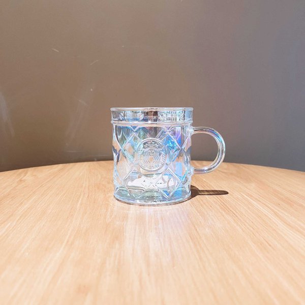 Starbucks cup 2022 Valentine's Day gift love to meet opponents three-dimensional relief lattice pattern colorful glass drinking cup