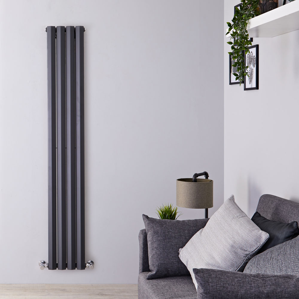 Radiador de Diseño Vertical Doble - Antracita - 1780mm x 280mm x 86mm - 1079 Vatios - Rombo