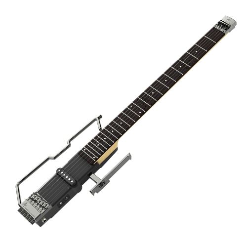 ALP FT-221S Portable Foldable Headless Travel Electric Guitar Built-in Tuner Headphone Amplifier Rechargeable Lithium Battery with Gig Bag