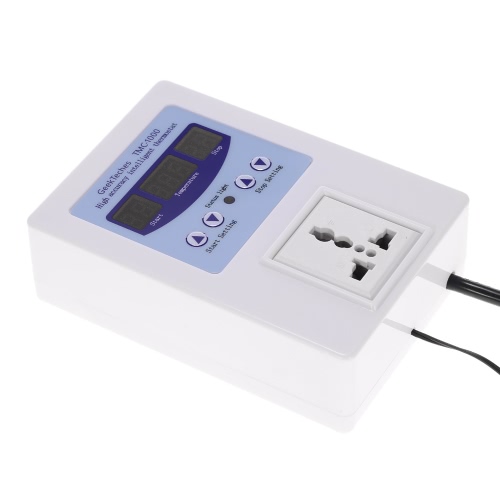 AC110-240V 10A LED Digital Intelligent Pre-wired Temperature Controller Outlet with Sensor Thermostat Heating Cooling Control Switch