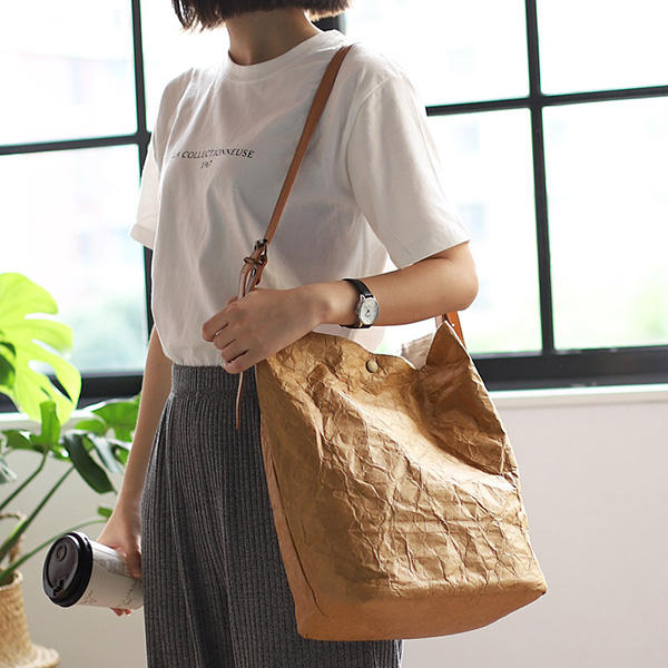 Women Ladies Large Capacity Pure Color Handbag Crossbody Bag Shopping Bag