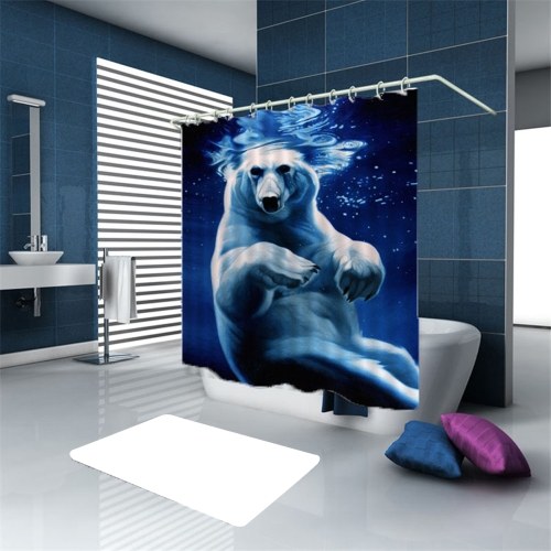 Simulation 3D Colourful Animals Waterproof Shower Curtain Drapes of Bathroom Toilet with Hooks