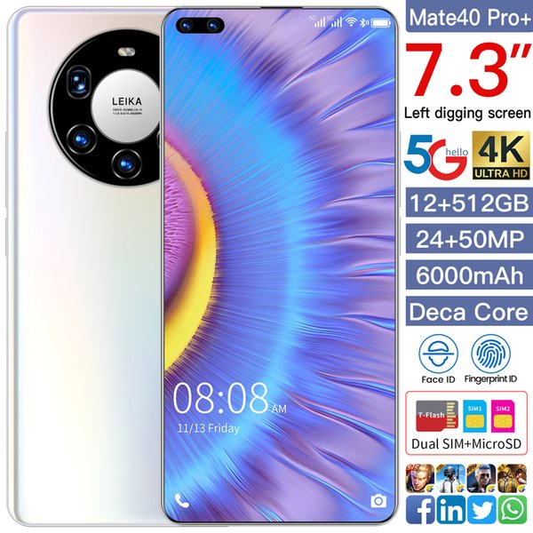 Platform Recommendation Global Version Original Android Phones Smartphone 7.3inch Cellphone Dual SIM Camera 5G 4G Cell Mobile Smart Phone Face Unlock