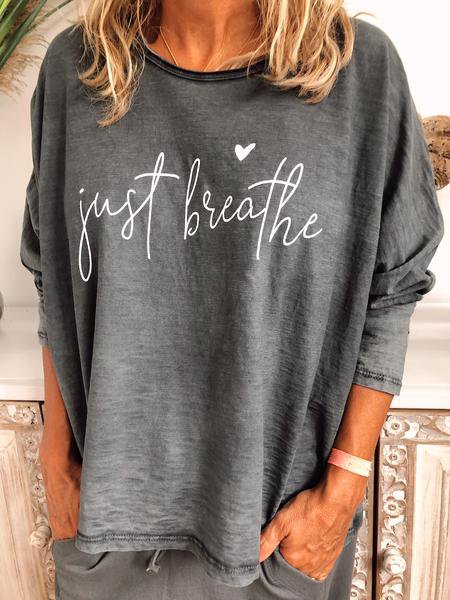 Printed Long Sleeve Crew Neck Causal Tops