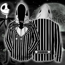The Nightmare Before Christmas Jack Skellington Cartoon Manga Outerwear Anime Front Pocket Graphic Outerwear For Men's Women's Unisex Adults' 3D Print 100% Polyester Casual Daily Lightinthebox