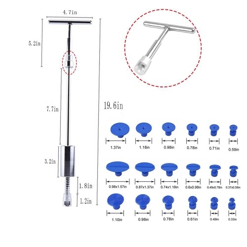 Paintless Dent Repair Kit Extracteur De Voiture Dent De Réparation Outils T Bar Diapositive Marteau + 18pcs Colle Extracteur De Colle Onglets pour Véhicule SUV Voiture Auto Corps Grêle Dégâts Remover