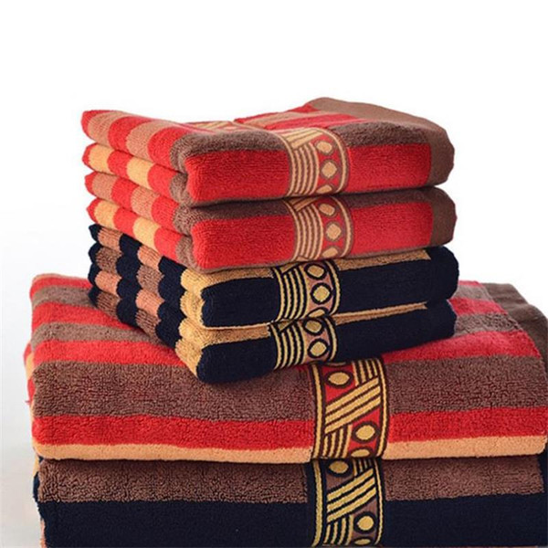 luxurious Egyptian cotton towel striped textile gift towels hand face hair cloth red blue man towels 34 * 76cm 2pcs/lot