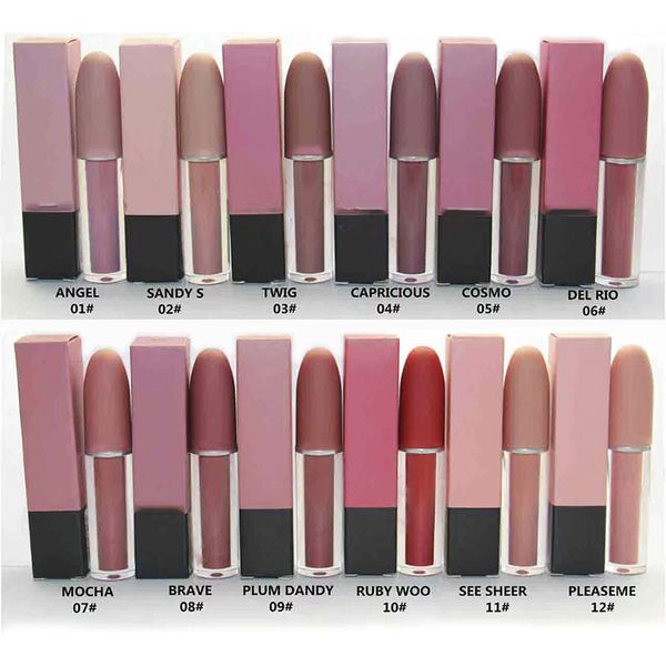 Color Pop Liquid Lipstick Lip Gloss with English Cosmetic Makeup Glaze Waterproof Lipgloss Set Lot Wholesale Long Lasting Moisturizing 0.15OZ 12 Colors