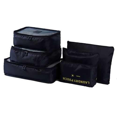 6 pcs Cubes D'emballage Sacs À Bagages Organisateur Durable Voyage Voyage Bagages Emballage Organisateurs Ensemble avec Trousse De Toilette Bordeaux