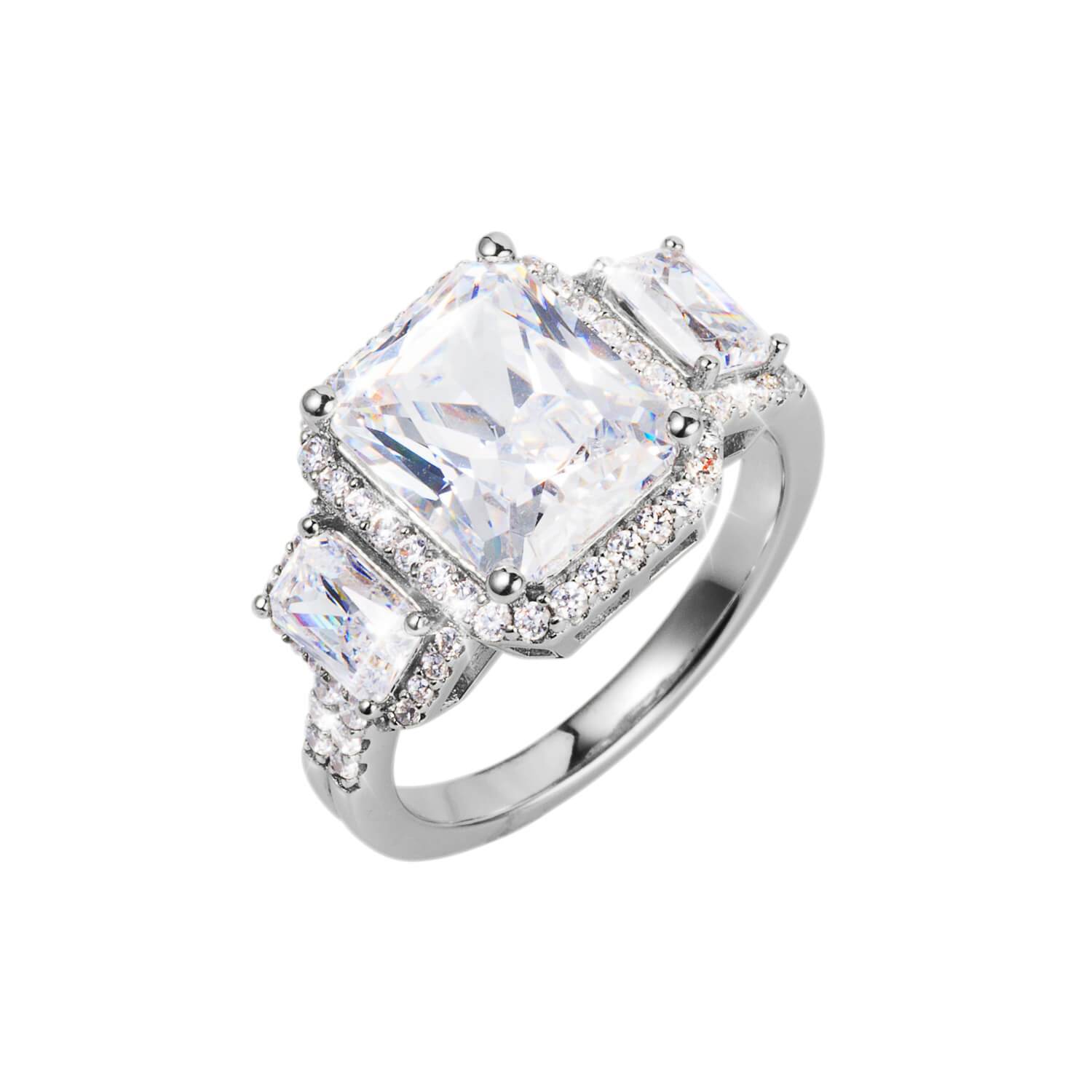 Grace Trilogy Ladies Rhodium Ring