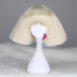 Synthetic Wig lady gaga Straight Bob Wig Short Dark Brown Silver grey Dark Blonde Pink Green Synthetic Hair 12 inch Women's Comfy Fluffy Red Pink Lightinthebox