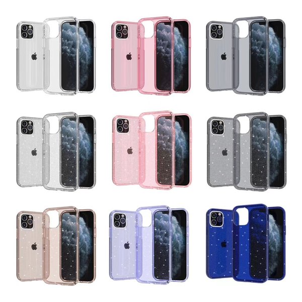 Clear Glitter Sparkly Armor Phone Cases For iPhone 13 Pro Max 12 Mini 11 XR Samsung S10 S20 FE S21 S22 Ultra Note 20 Shockproof Cover