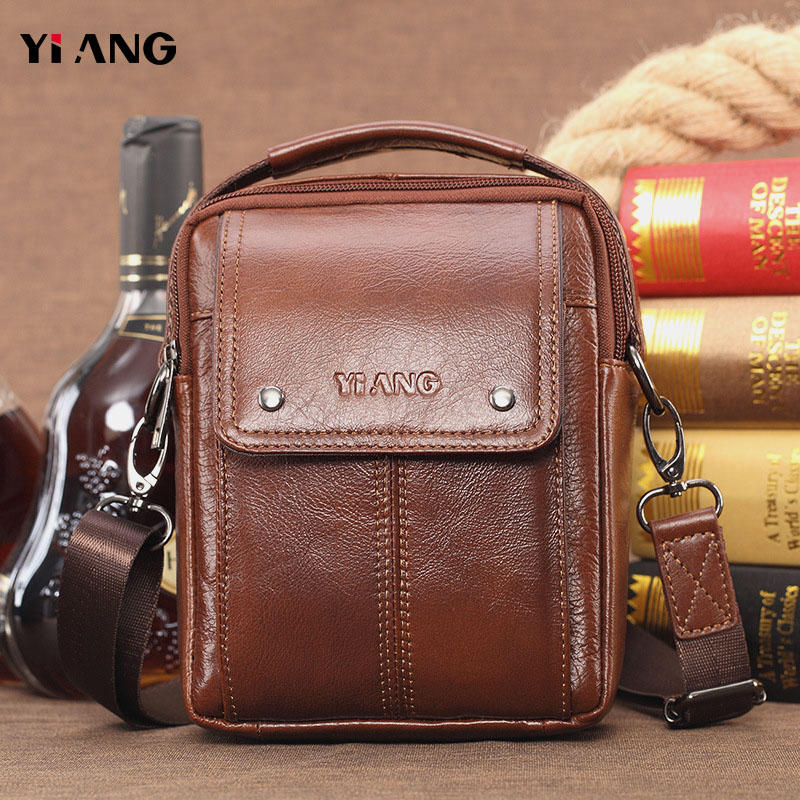 Men Genuine Leather Handbag Shoulder Bag Waist Bag