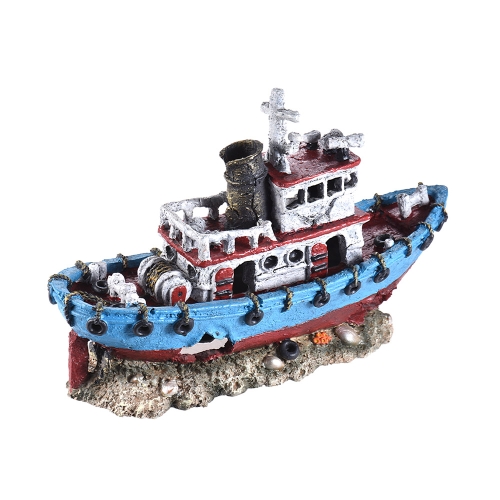 Imitation Shipwreck Sunken Broken Ship Rock Hiding Cave Landscape Aquarium Fish Tank Decoration Decorative Ornament Eco-friendly Resin