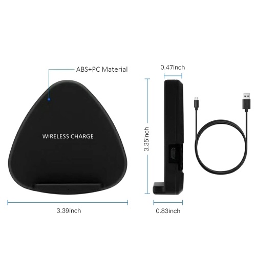 Portable Foldable Mini Fast Wireless Charger Stand Holder Intelligent Recognition Qi Wireless Charging Pad Charge Base Ultra Thin Triangle-shaped for iPhone 8/8 Plus/X & Samsung Galaxy S8/S8+/Note 8 and Other Qi-enabled Smart Phones